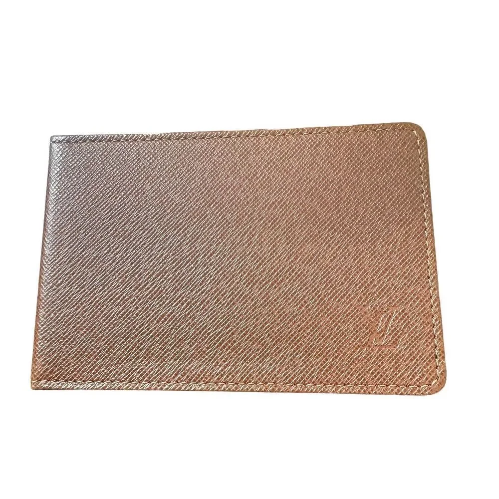 Louis Vuitton Taiga Bifold ID Card Case‎ Slim Wallet Brown Leather